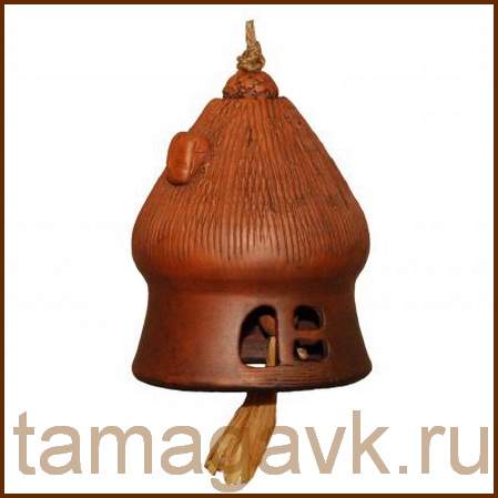 Колокольчик из глины Домик купить в Москве.