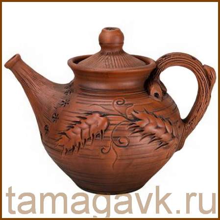 Чайник из глины ручная работа купить в Москве.